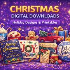 Christmas digital downloads collection featuring festive designs, holiday graphics, and instant downloads