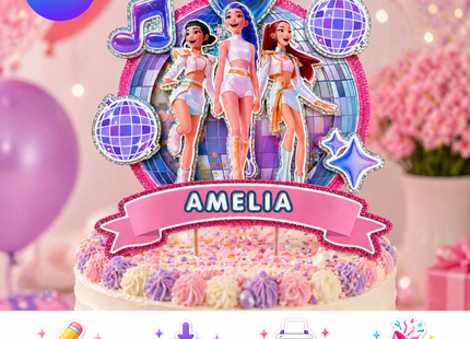 Kpop Huntrix Hunters Canva Editable Printable Cake Topper SVG PNG