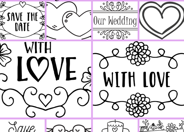 350 Wedding SVG Bundle Monogram Frames Digital Download For Cricut