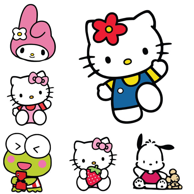 250 Hello Kitty Sanrio PNG Bundle Pink Bow Cartoon Kitty Clipart SVG EPS