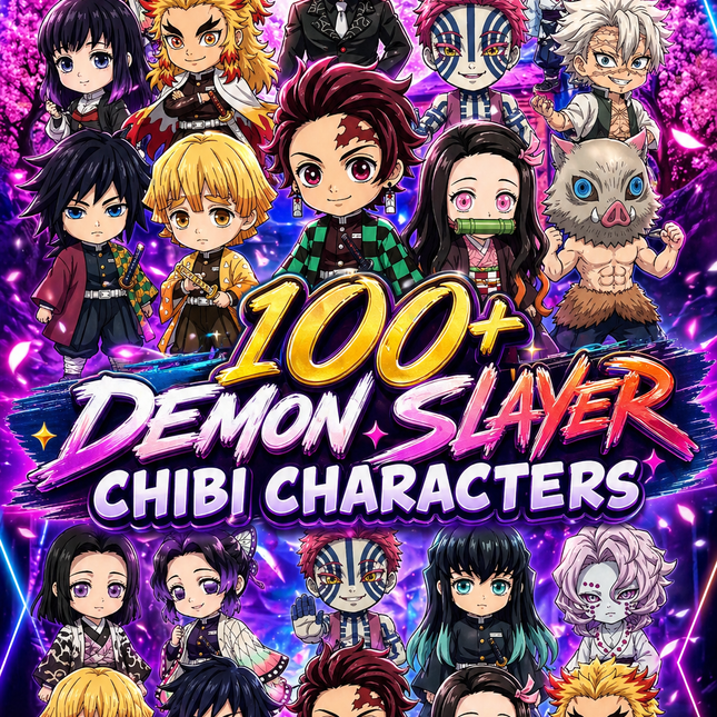 100+ Chibi Anime Demon Slayer PNG Bundle | 4K Anime DPI