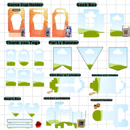 Party Favor Templates Bundle Party Canva Editable Favors Gift Chip Bag Templates party favor box baby shower party kids
