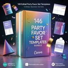 Party Favor Set Templates Bundle Party Canva Editable Favors Gift Chip Bag Templates party favor box baby shower party kids