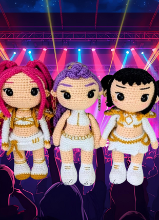🎤 KPOP Demon Hunters Crochet Pattern Bundle – Rumi, Zoey & Mira Chibi Dolls