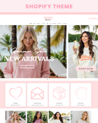 Refined Elegance Pink Shopify Theme: Feminine, Minimal, Cute, Editable Canva