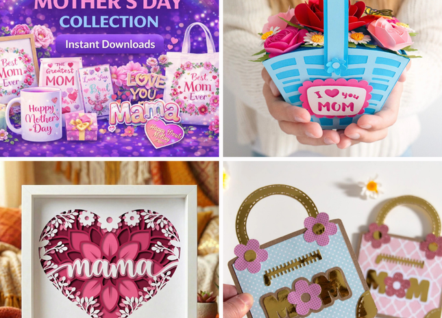 Mother’s Day Digital Bundle | SVG, PNG, Cricut, Laser Cut & Printable Designs