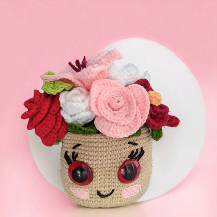 Pot with 5 Flowers Crochet Patterns - Rose, Tulip, Daisy -Valentine gift- mothers day gift flowers pot crochet - English/German/Dutch/français