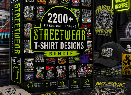 2200+ Streetwear T-Shirt Designs Bundle: PNG, SVG