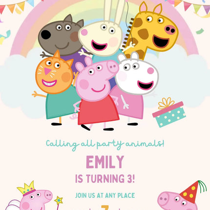 Peppa Pig Birthday Party Invitation- editable/customizable