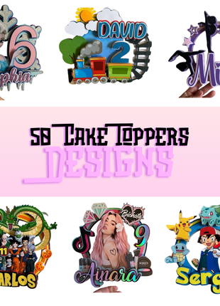 50 3D Cake Topper SVG Designs for Cricut Silhouette Parties