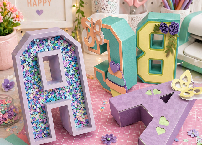 3D Letters SVG Bundle Shaker and Non Shaker A-7 0-9 3D Letters svg template SVG 3D letters for Cricut Silhouette Cameo Laser cutting machine