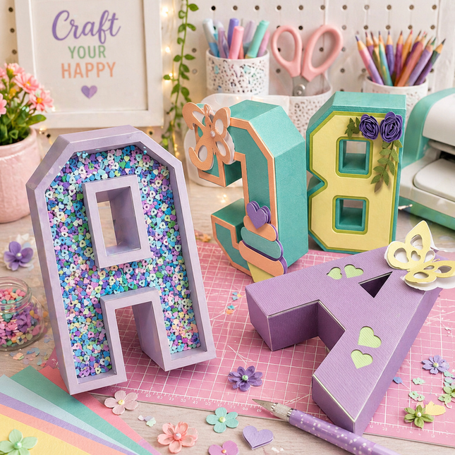 3D Letters SVG Bundle Shaker and Non Shaker A-7 0-9 3D Letters svg template SVG 3D letters for Cricut Silhouette Cameo Laser cutting machine