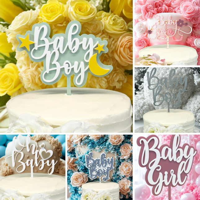 12 Baby Shower Cake Topper SVG Bundle for Laser Cutting