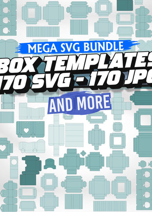 Box Template SVG Bundle: 170 DIY Paper Craft Gift Boxes, Favor Gift, Cutting Files
