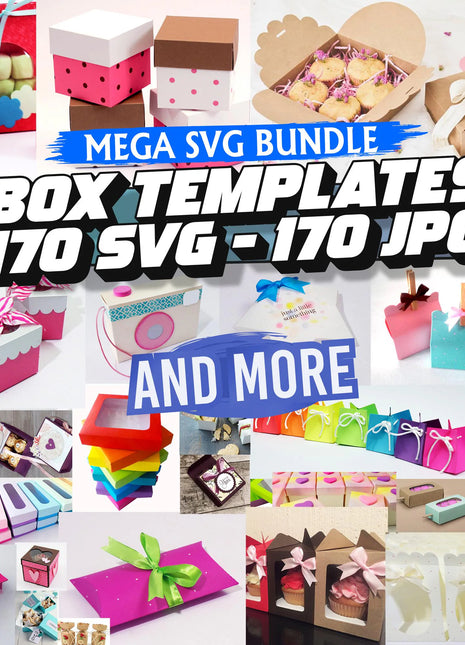 Box Template SVG Bundle: 170 DIY Paper Craft Gift Boxes, Favor Gift, Cutting Files