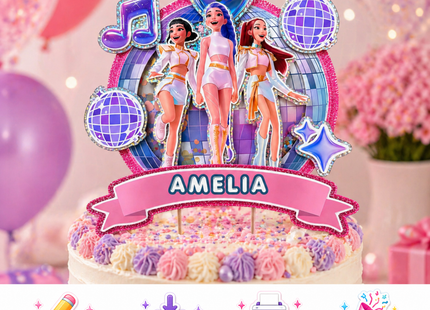 Kpop Huntrix Hunters Canva Editable Printable Cake Topper SVG PNG