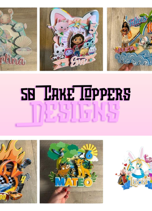 First Pack of 50 3D Cake Topper SVG Pack for Cricut and Silhouette