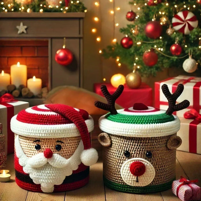 Christmas boxes Santa and Rudolph crochet patterns, christmas gift box, xmas crochet patterns, santa crochet, rudolph crochet, Multilanguage