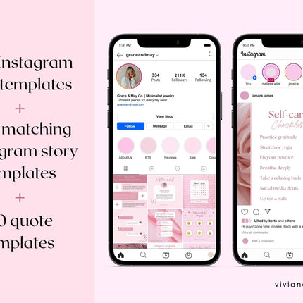270 Pink Instagram Templates | Pink Social Media Templates| Boho Canva Templates | Instagram Post and story Templates | Engagement templates