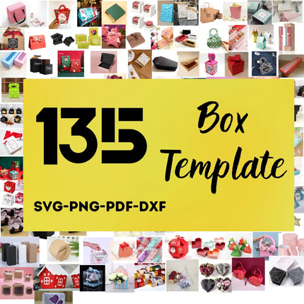 135 Box Templates, Kit Boxes, MEGA BOX TEMPLATE, Part Box, 3D Boxes, Gift Box, Digital Paper Sequin, Noel Box Svg, Cameo Cut Files