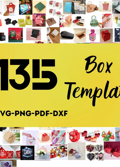 135 Box Templates, Kit Boxes, MEGA BOX TEMPLATE, Part Box, 3D Boxes, Gift Box, Digital Paper Sequin, Noel Box Svg, Cameo Cut Files