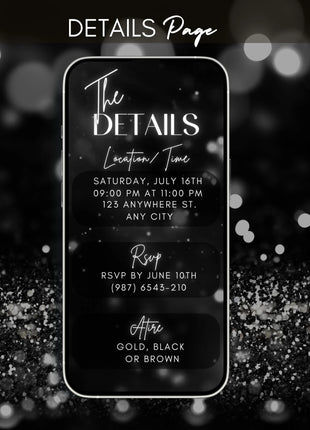 Digital 15th Birthday Video Invitation – Silver Glitter | Editable Canva Template