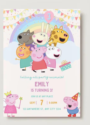 Peppa Pig Birthday Party Invitation – 3 Designs in 1 Pack