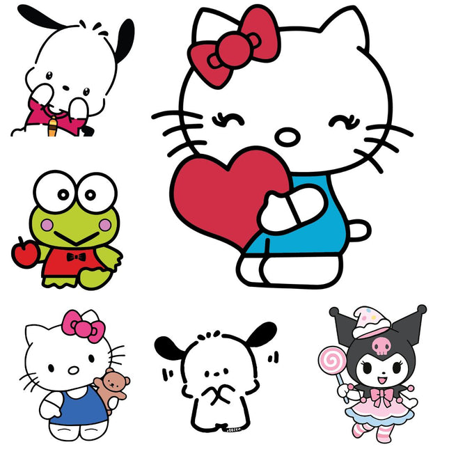 250 Hello Kitty Sanrio PNG Bundle Pink Bow Cartoon Kitty Clipart SVG EPS