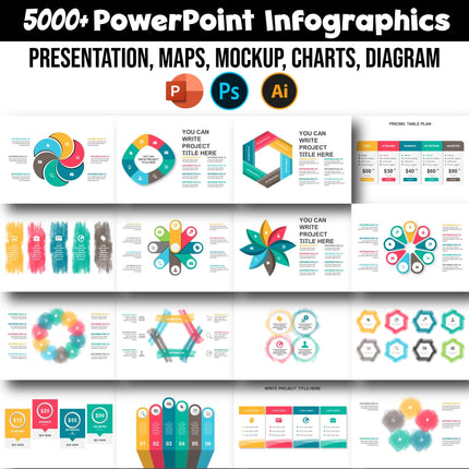 5000 PowerPoint Template Bundle Fully Editable Templates | Infographics PowerPoint Templates | Presentation Template | PPTX Infographics