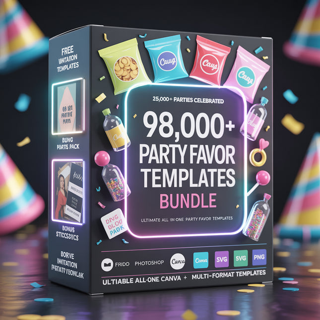 98000+ Party Favor Templates Bundle, Party favor, Canva Party favor templates, Chip Bag Template, Birthday Party Mockups, Ring Pop Templates