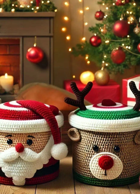 Christmas boxes Santa and Rudolph crochet patterns, christmas gift box, xmas crochet patterns, santa crochet, rudolph crochet, Multilanguage