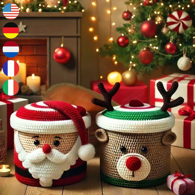 Christmas boxes Santa and Rudolph crochet patterns, christmas gift box, xmas crochet patterns, santa crochet, rudolph crochet, Multilanguage