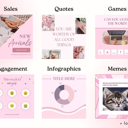 270 Pink Instagram Templates | Pink Social Media Templates| Boho Canva Templates | Instagram Post and story Templates | Engagement templates