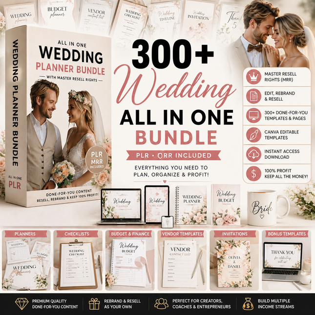 All In One PLR Wedding Planner Bundle with Master Resell Rights