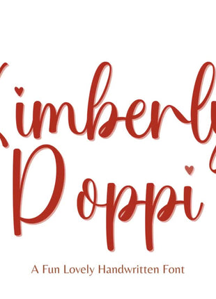 Kimberly Poppi Handwritten Signature Font with Heart Script Elements