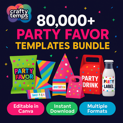 80000+ Party Favor Templates Bundle, Party Favor Logo, Water Bottle Labels, Chip Bag Template, party favours, Chocolate Bar, Party Templates