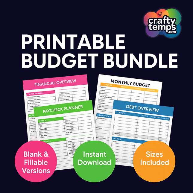 PRINTABLE Finance Planner, Budget Bundle, Debt Payoff Bundle, Savings Tracker, Spending Expense Tracker, Budget Templates, Colorful Modern