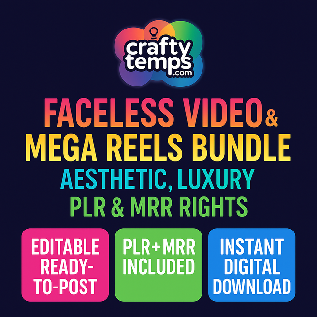 Faceless video, aesthetic video, faceless reels, luxury reels, mega reels bundle, faceless marketing, plr videos pack, mrr resell rights