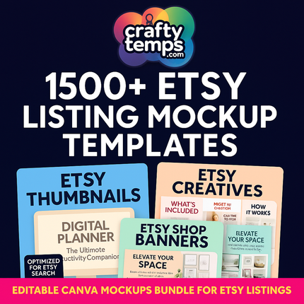 1500 Etsy Listing Mockup Templates Bundle for Digital Products, Editable Canva Mockups for Etsy Listing, Etsy Product Image Mockup Templates