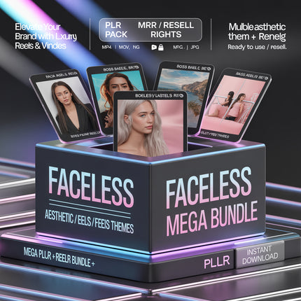 Faceless video, aesthetic video, faceless reels, luxury reels, mega reels bundle, faceless marketing, plr videos pack, mrr resell rights