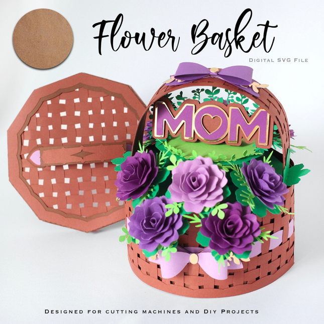3D Flower Basket SVG Cut File for Mother's Day Cricut