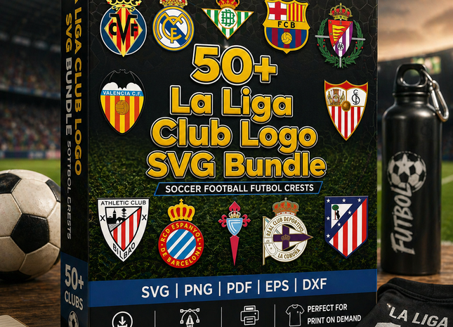 La Liga Club Logo SVG Bundle, Soccer Football Futbol Crests