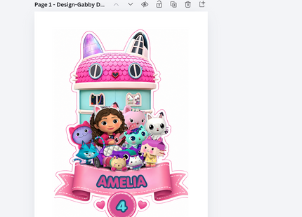 Gabby Dollhouse Canva Editable Printable Cake Topper SVG PNG