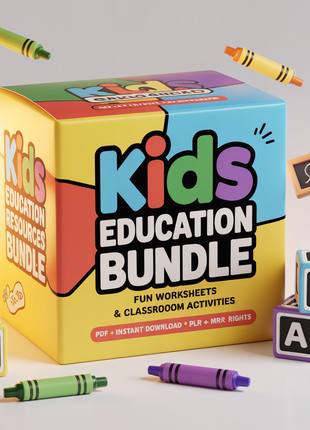 Kids Education Resources Teachers Parents Worksheets For Kids Classroom Activities, DFY Digital Product Bundle, PLR MRR Master Resell Rights