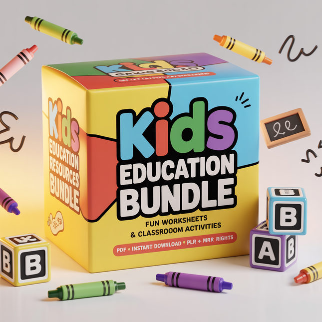 Kids Education Resources Teachers Parents Worksheets For Kids Classroom Activities, DFY Digital Product Bundle, PLR MRR Master Resell Rights