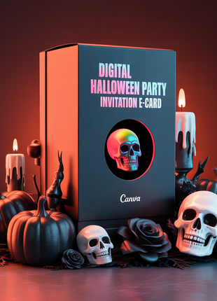 Digital Halloween Party Invitation – Animated Skull Pumpkin Gothic eCard