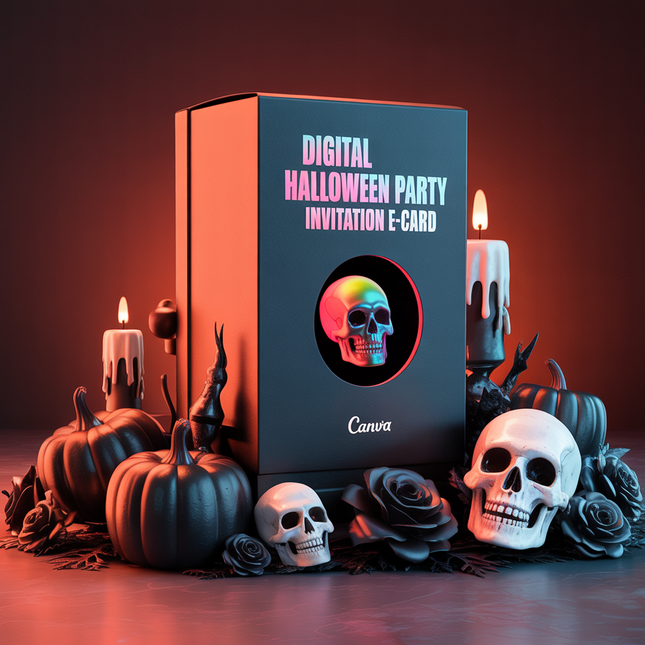 Digital Halloween Party Invitation – Animated Skull Pumpkin Gothic eCard