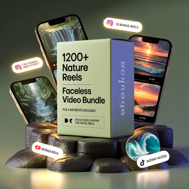 1200+ Nature Reels | Faceless Video | MRR PLR | Stock Video | Faceless Reels