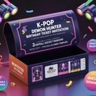 K-Pop Demon Hunter Birthday Invitation | 3 Editable Ticket Designs