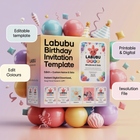 Editable Labubu Birthday Invitation – Canva Template | Instant Download
